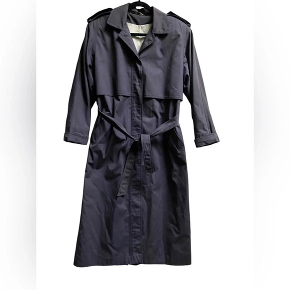 Vintage Cyclone Purple Double Lined Trench Coat Romania Cotton Polyester Sz 10 - Picture 1 of 14